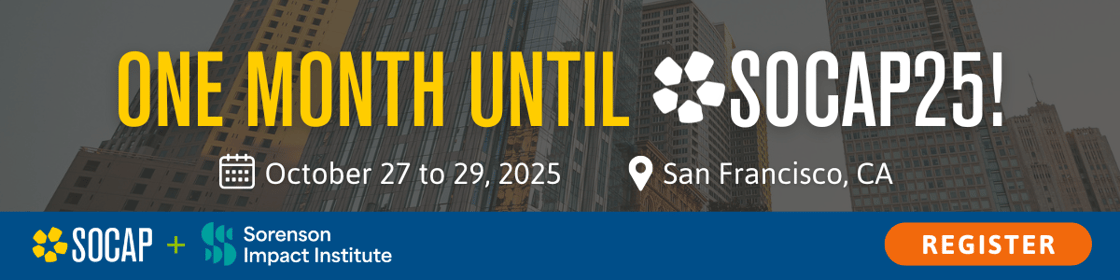 One month until SOCAP25! October 27 to 29 in San Francisco, CA.